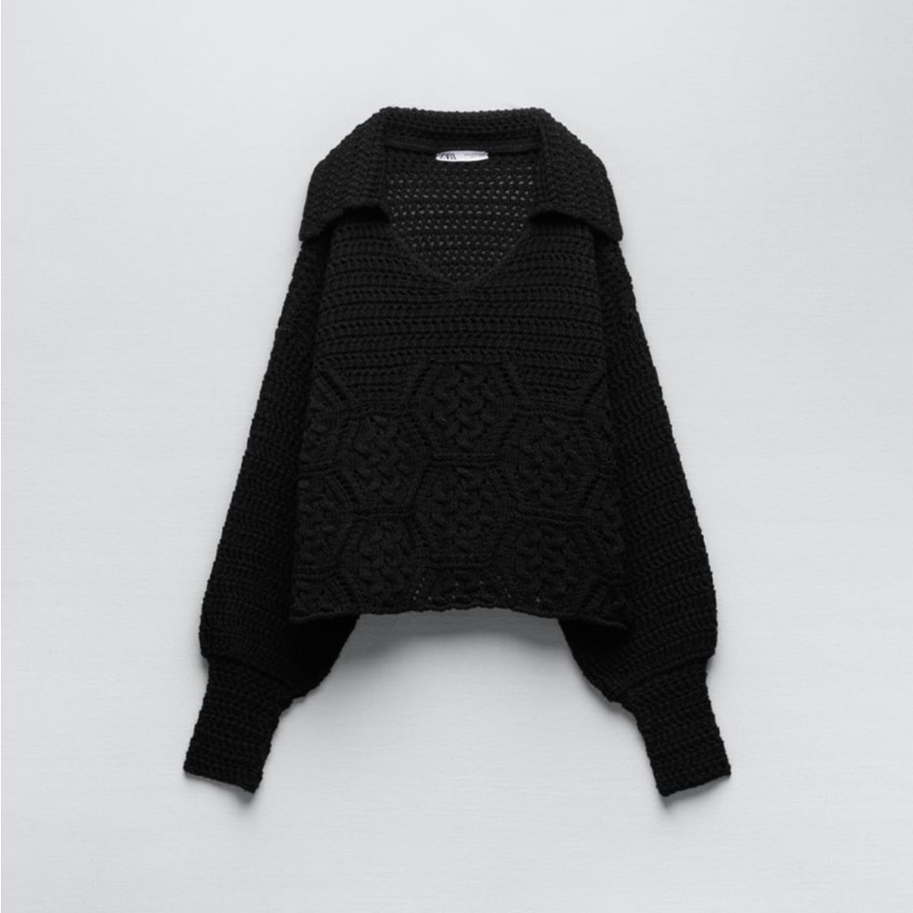 Zara Jersey Punto Cuello Polo